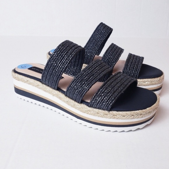 steve madden black platform slides